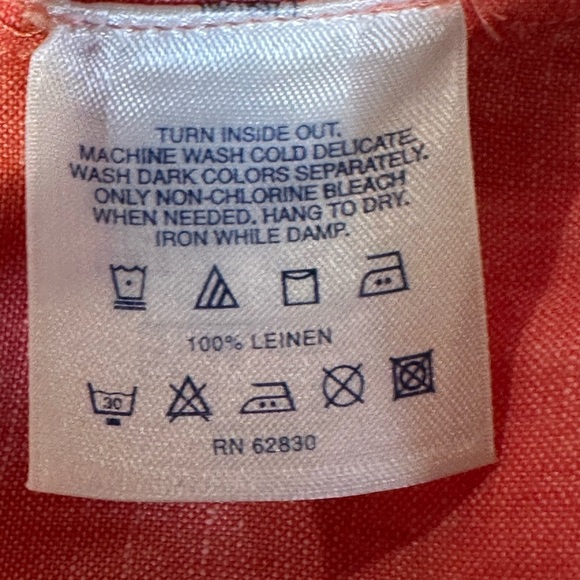 Lands’ End S Coral Linen Tunic Top Boho Embroidered Henley - Picture 10 of 10